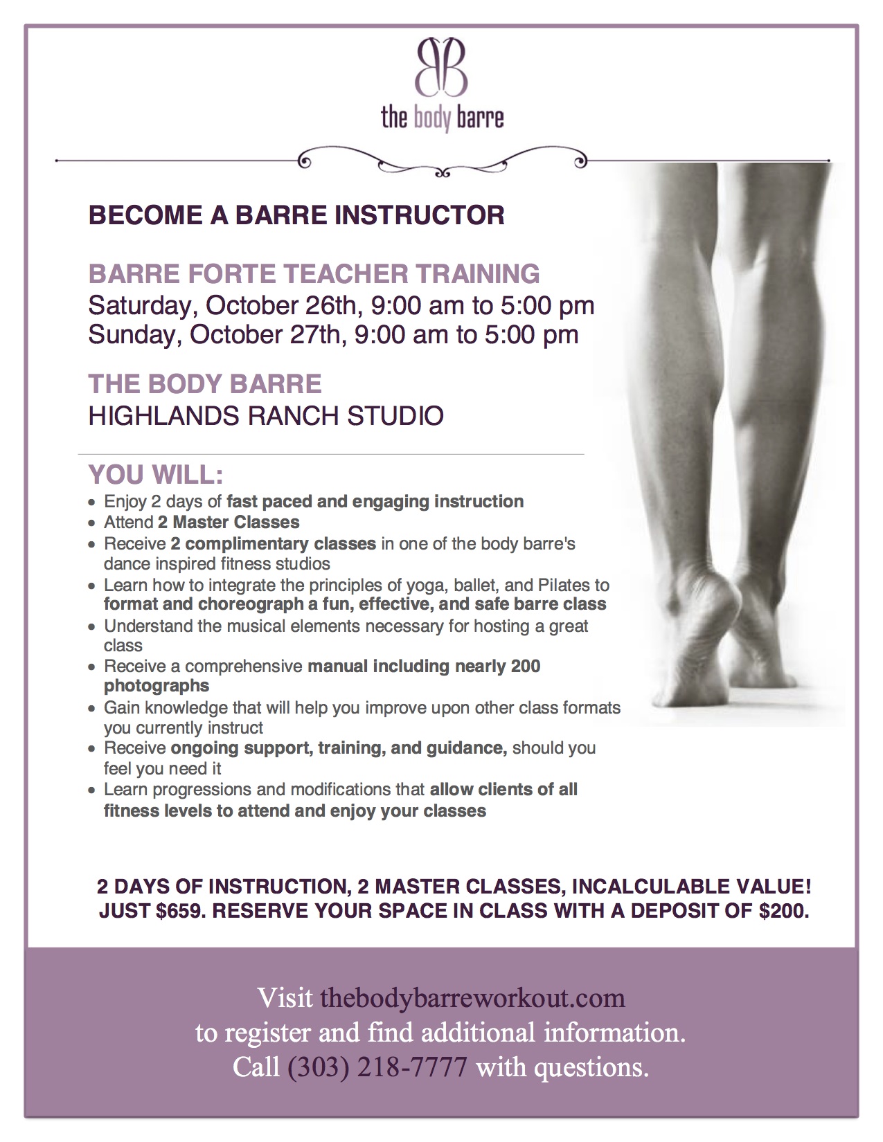 Barre Training to Instruct Body Barre Class
